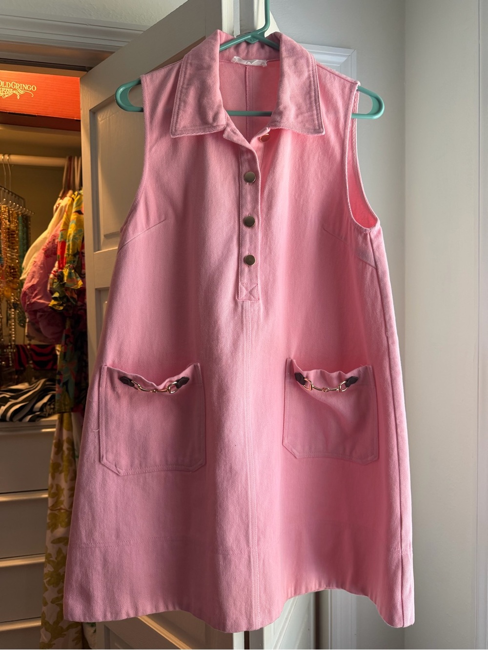 entro Pink Sleeveless Collared Shift Dress